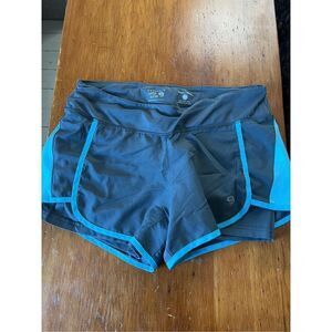 Mountain Hardware gray and blue athletic shorts with spandex L